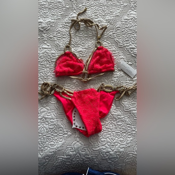 Beach Bunny Other - Beach Bunny Salmon Pink/Gold 2 Piece Bikini Set